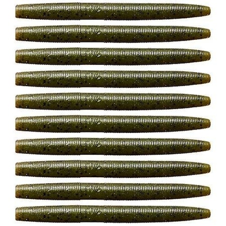Yamamoto Senko Worm 4, Green Pumpkin Watermelon Laminate, 10PK YAM-9S-10-912